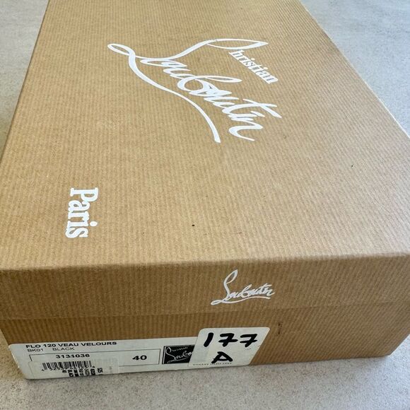 Christian Louboutin Black Suede Peep Toe Flo 120 Veau Velours EU 40 US10 - Picture 11 of 12